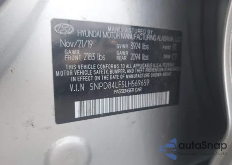 2020 Hyundai Elantra Sel from USA, damaged, VIN 5NPD84LF5LH569659